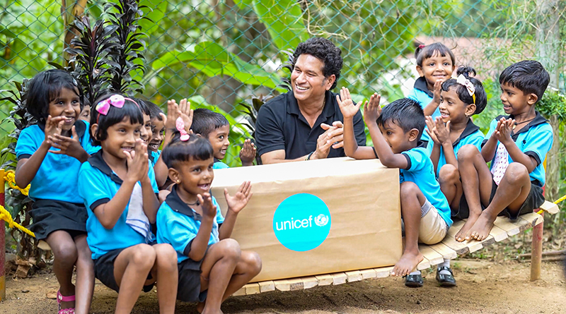 UNICEF Regional Ambassador for South Asia Sachin Tendulkar teams up with Sri Lanka’s children